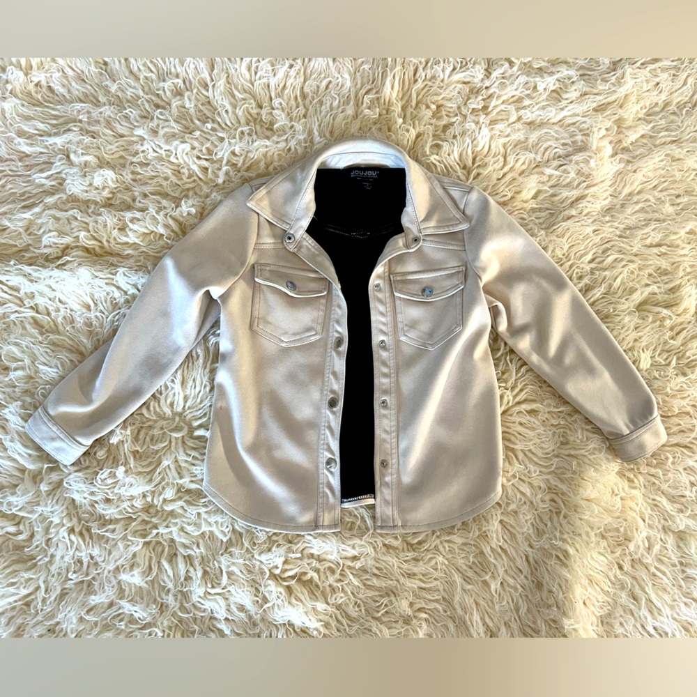 Crewcuts Girls White Denim Velvet Jacket Size 8 Button Up